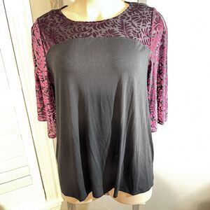 Anywear By Catherines Blouse 1X Velvet Burnout Cold Shoulder Top  Party NWT